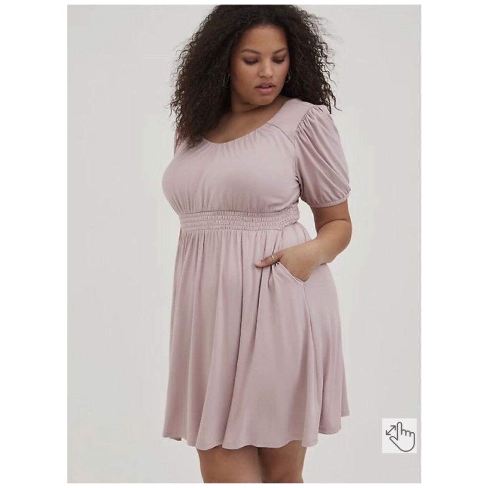 Torrid NWT Mini Jersey Smocked Puff Sleeve Dress Size 3 Super Soft